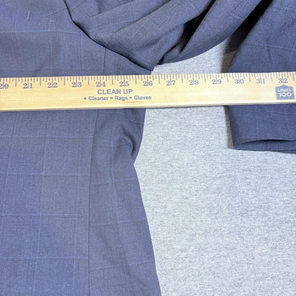 J.M. Haggar Suit Jacket Mens 50R Blue Premium Stretch Tailored Fit Plaid Coat